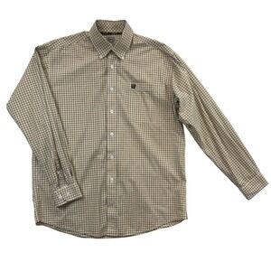 Cinch‎ Shirt Mens S Yellow Black Plaid Long Sleeve Button Down